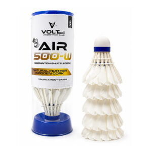 Volt Pro Feather Shuttlecocks (Pack of 5) feature natural hen feathers and a durable wooden cork base for stable flight and reliable performance. Designed for consistent play and long-lasting durability, these shuttlecocks are ideal for practice sessions, training, and recreational badminton games.