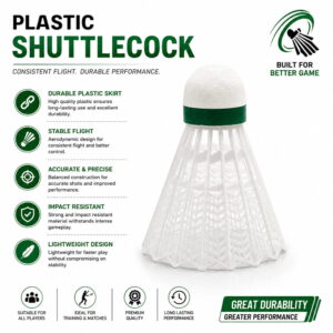 Volt Pro Flyer White Plastic Shuttlecock Pack of 10 is designed for badminton practice, training, and recreational play. Featuring a durable plastic construction and accurate flight performance, these shuttlecocks provide consistent gameplay and long-lasting durability for everyday use.