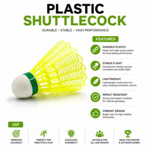 Volt Pro Force Green Plastic Shuttlecock Pack of 10 is designed for badminton practice, training, and recreational play. Featuring a durable plastic skirt with a premium EVA and Neon Cork Base, it delivers balanced flight, reliable control, and long-lasting performance. Volt Pro Force Green Plastic Shuttlecock Pack of 10 is designed for badminton practice, training, and recreational play. Featuring a durable plastic skirt with a premium EVA and Neon Cork Base, it delivers balanced flight, reliable control, and long-lasting performance.