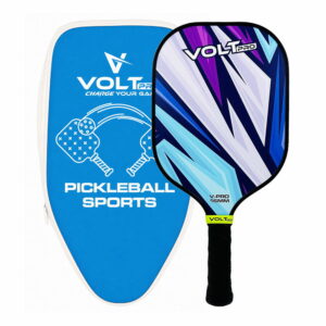 VoltPro Light Blue Wave Paddle + 2 Balls Set — carbon fibre gritty spin tech, 16mm core. Includes 1 indoor 26-hole ball, 1 outdoor 40-hole ball, premium carry bag.lightweight, 4.25" grip. Perfect complete pickleball starter set.