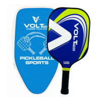 VoltPro Electric Blue Pickleball Paddle — premium carbon fibre gritty spin tech surface for maximum topspin. 16mm polypropylene honeycomb core for power-balance. Anti-slip 4.25-inch ergonomic grip. lightweight. With carry bag. Indoor & outdoor courts. All levels.