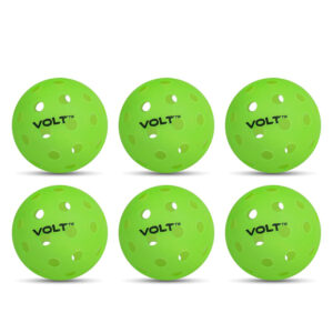 VoltPro 26-Hole Indoor Pickleball Ball — Pack of 6 in Assorted color Colours. Precision-moulded polymer for consistent bounce and flight. Official dimensions. PET jar pack. Suitable for all skill levels.