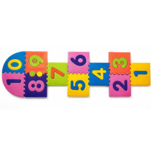 Play Eva Stapu Hopscotch Mat is a fun EVA foam floor game designed to encourage active play and physical activity. Featuring 11 interlocking tiles, a large 84 x 24 inch play area, and an anti-skid 3D embossed surface, it is ideal for indoor and outdoor use.