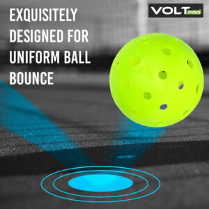 VoltPro 40-Hole Outdoor Pickleball Ball — Pack of 4 in 4 Colours. Precision-moulded polymer for consistent bounce and flight. Official dimensions. PET jar pack. Suitable for all skill levels.