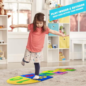 Play Eva Stapu Hopscotch Mat is a fun EVA foam floor game designed to encourage active play and physical activity. Featuring 11 interlocking tiles, a large 84 x 24 inch play area, and an anti-skid 3D embossed surface, it is ideal for indoor and outdoor use.