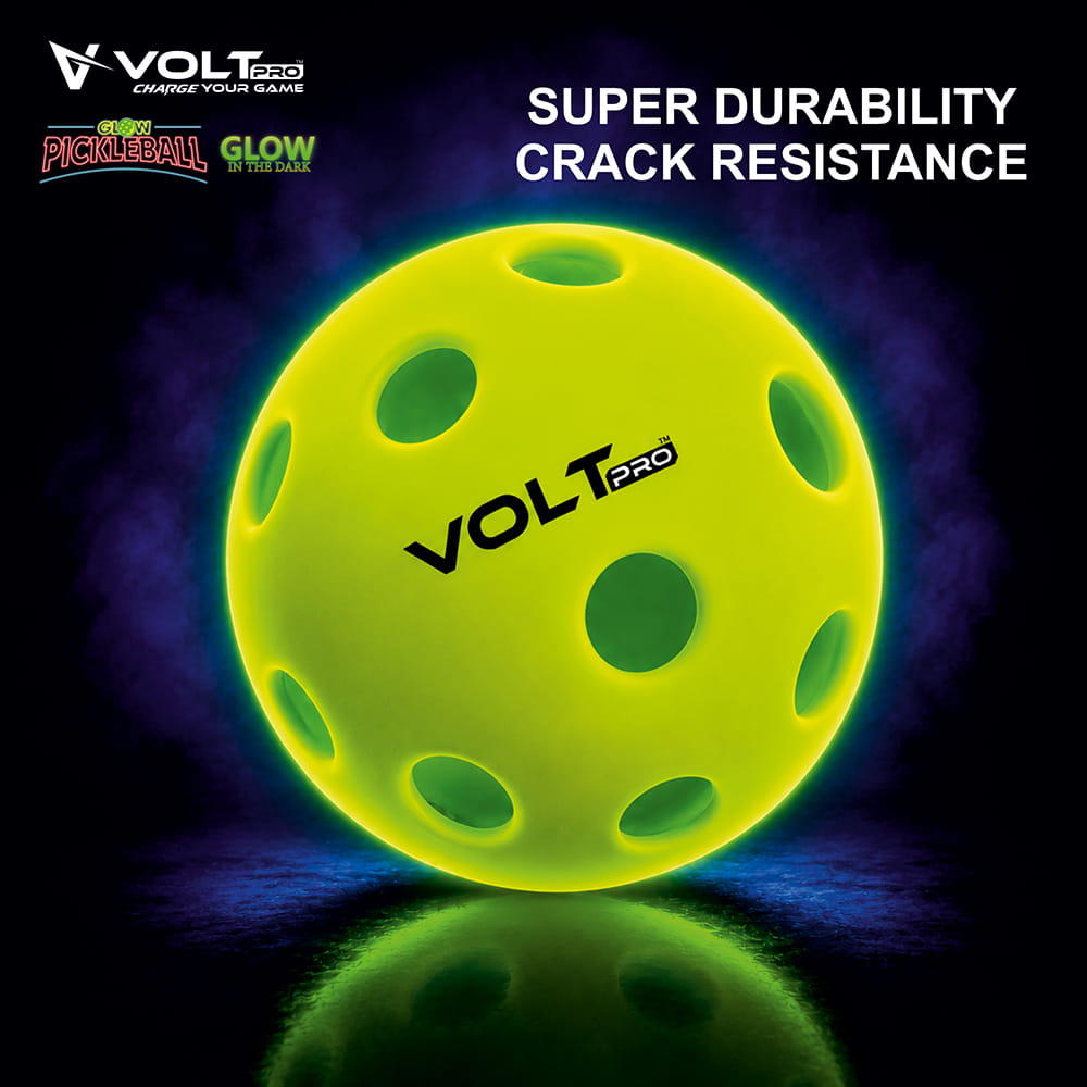 Volt Pro 40-Hole Outdoor Pickleball Ball Pack of 3 Glow in the Dark Precision-moulded polymer for consistent bounce and flight. Official dimensions. PET jar pack. Suitable for all skill levels. Volt Pro 40-Hole Outdoor Pickleball Ball Pack of 3 Glow in the Dark Precision-moulded polymer for consistent bounce and flight. Official dimensions. PET jar pack. Suitable for all skill levels.