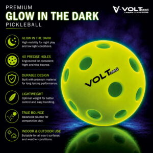Volt Pro 40-Hole Outdoor Pickleball Ball Pack of 3 Glow in the Dark Precision-moulded polymer for consistent bounce and flight. Official dimensions. PET jar pack. Suitable for all skill levels. Volt Pro 40-Hole Outdoor Pickleball Ball Pack of 3 Glow in the Dark Precision-moulded polymer for consistent bounce and flight. Official dimensions. PET jar pack. Suitable for all skill levels.