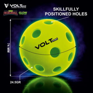 Volt Pro 40-Hole Outdoor Pickleball Ball Pack of 3 Glow in the Dark Precision-moulded polymer for consistent bounce and flight. Official dimensions. PET jar pack. Suitable for all skill levels. Volt Pro 40-Hole Outdoor Pickleball Ball Pack of 3 Glow in the Dark Precision-moulded polymer for consistent bounce and flight. Official dimensions. PET jar pack. Suitable for all skill levels.