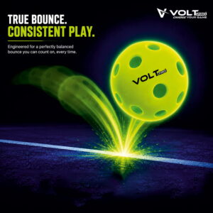 Volt Pro 40-Hole Outdoor Pickleball Ball Pack of 3 Glow in the Dark Precision-moulded polymer for consistent bounce and flight. Official dimensions. PET jar pack. Suitable for all skill levels.