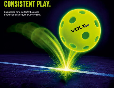 Volt Pro 40-Hole Outdoor Pickleball Ball Pack of 3 Glow in the Dark Precision-moulded polymer for consistent bounce and flight. Official dimensions. PET jar pack. Suitable for all skill levels.