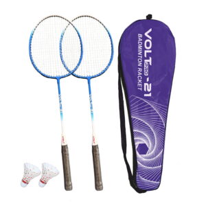 Volt Pro Badminton Racket Set includes 2 lightweight badminton rackets and 2 shuttlecocks, designed for excellent control and power. Featuring durable aluminium frames, full grip handles, and strong nylon strings, this set is suitable for beginners and recreational players. Includes a full cover carry bag for easy storage and transport.