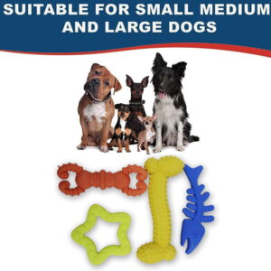 Hello Friends Dog Toy Combo Pack of 4 includes bone, star, crab, and fish-shaped chew toys made from soft rubber and pet-safe materials. Designed for puppies and small dogs, these scented toys help encourage healthy chewing habits while providing hours of fun and engagement.