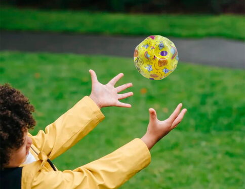 "Hello Friends Moon Space Ball is a super high bounce toy designed for exciting indoor and outdoor play. Made from durable rubber material with a textured grip surface, it delivers excellent bounce performance while helping improve hand-eye coordination, reflexes, and focus for kids and adults. "