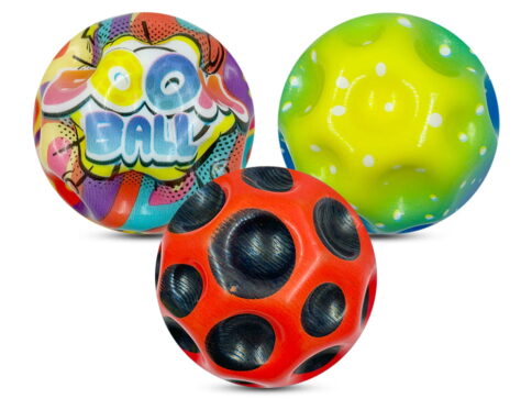 "Hello Friends Moon Space Ball is a super high bounce toy designed for exciting indoor and outdoor play. Made from durable rubber material with a textured grip surface, it delivers excellent bounce performance while helping improve hand-eye coordination, reflexes, and focus for kids and adults. "