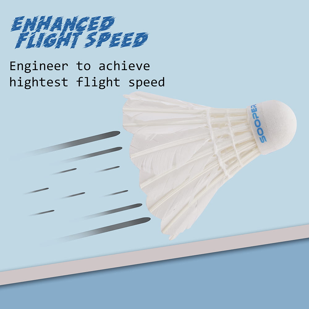 The Volt Pro Sooper Feather Shuttlecock pack delivers match-grade performance for regular badminton players. Built with natural feather construction, it offers consistent speed, smooth flight, and reliable durability for training sessions, club matches, and daily practice.