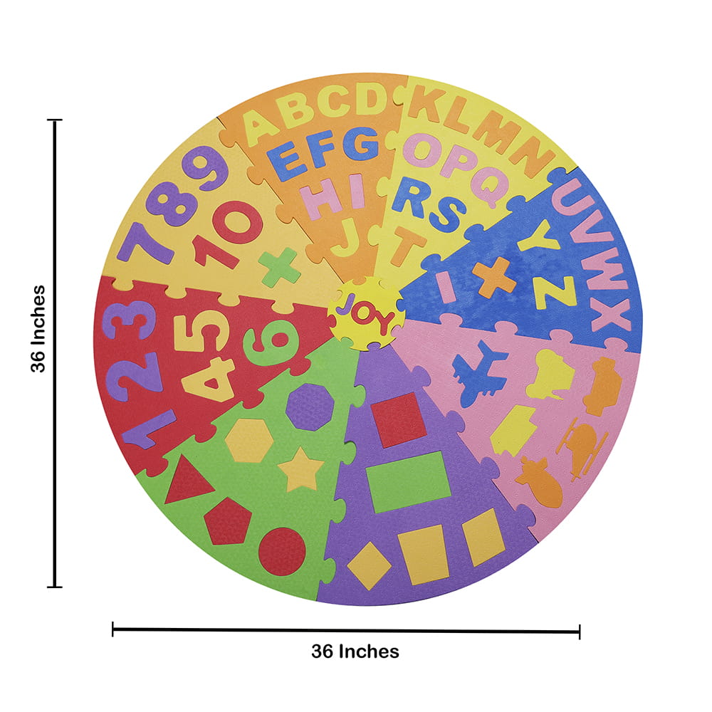 Play Eva 36 Inch Jumbo Pizza Puzzle Mat is a fun educational EVA foam puzzle designed to help children learn alphabets, numbers, shapes, and vehicles through interactive play. Featuring a unique pizza-shaped design, interlocking pieces, and 10mm thick foam construction, it encourages learning while developing essential skills. Play Eva 36 Inch Jumbo Pizza Puzzle Mat is a fun educational EVA foam puzzle designed to help children learn alphabets, numbers, shapes, and vehicles through interactive play. Featuring a unique pizza-shaped design, interlocking pieces, and 10mm thick foam construction, it encourages learning while developing essential skills.