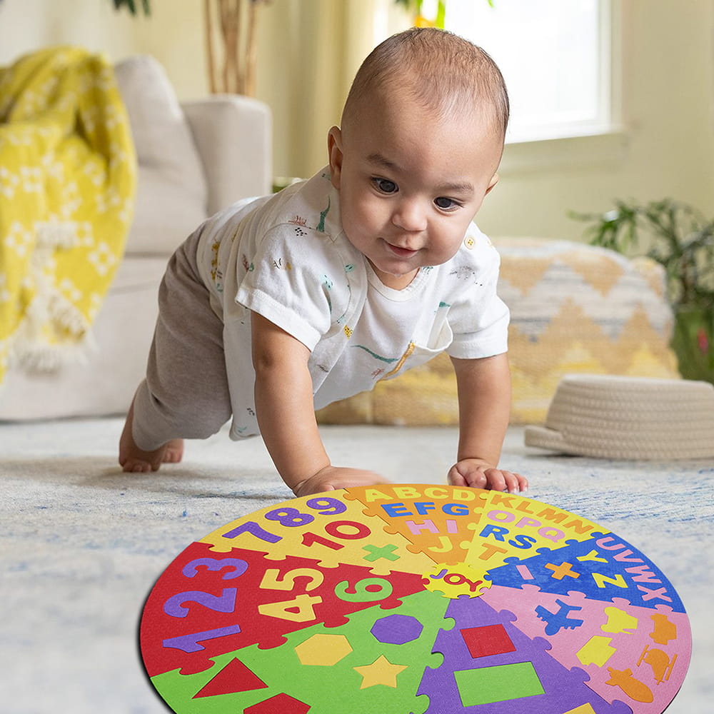 Play Eva 36 Inch Jumbo Pizza Puzzle Mat is a fun educational EVA foam puzzle designed to help children learn alphabets, numbers, shapes, and vehicles through interactive play. Featuring a unique pizza-shaped design, interlocking pieces, and 10mm thick foam construction, it encourages learning while developing essential skills. Play Eva 36 Inch Jumbo Pizza Puzzle Mat is a fun educational EVA foam puzzle designed to help children learn alphabets, numbers, shapes, and vehicles through interactive play. Featuring a unique pizza-shaped design, interlocking pieces, and 10mm thick foam construction, it encourages learning while developing essential skills.