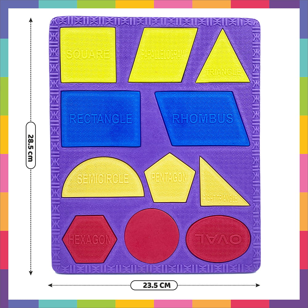 Play Eva Shapes Learning Educational Puzzle is a fun EVA foam activity toy that helps children identify and understand different shapes through interactive play. Featuring a 3D embossed design and compact 11.5 x 9.5 inch size, it supports early learning, sensory development, and problem-solving skills.