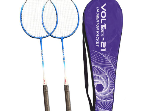 Volt Pro Badminton Racket Set includes 2 lightweight badminton rackets and 2 shuttlecocks, designed for excellent control and power. Featuring durable aluminium frames, full grip handles, and strong nylon strings, this set is suitable for beginners and recreational players. Includes a full cover carry bag for easy storage and transport.