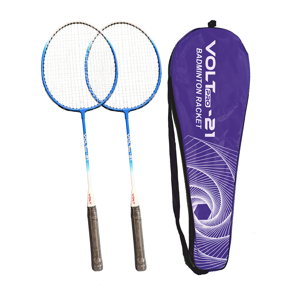 Volt Pro Badminton Racket Set includes 2 lightweight badminton rackets and 2 shuttlecocks, designed for excellent control and power. Featuring durable aluminium frames, full grip handles, and strong nylon strings, this set is suitable for beginners and recreational players. Includes a full cover carry bag for easy storage and transport.