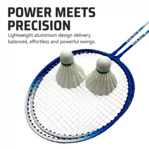 Volt Pro Badminton Racket Set includes 2 lightweight badminton rackets and 2 shuttlecocks, designed for excellent control and power. Featuring durable aluminium frames, full grip handles, and strong nylon strings, this set is suitable for beginners and recreational players. Includes a full cover carry bag for easy storage and transport.