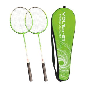 Volt Pro Badminton Racket Set includes 2 lightweight badminton rackets and 2 shuttlecocks, designed for excellent control and power. Featuring durable aluminium frames, full grip handles, and strong nylon strings, this set is suitable for beginners and recreational players. Includes a full cover carry bag for easy storage and transport.