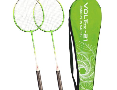 Volt Pro Badminton Racket Set includes 2 lightweight badminton rackets and 2 shuttlecocks, designed for excellent control and power. Featuring durable aluminium frames, full grip handles, and strong nylon strings, this set is suitable for beginners and recreational players. Includes a full cover carry bag for easy storage and transport.