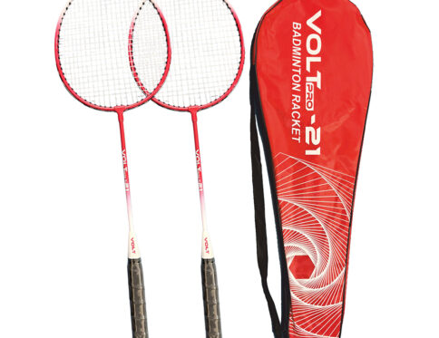 Volt Pro Badminton Racket Set includes 2 lightweight badminton rackets and 2 shuttlecocks, designed for excellent control and power. Featuring durable aluminium frames, full grip handles, and strong nylon strings, this set is suitable for beginners and recreational players. Includes a full cover carry bag for easy storage and transport.