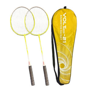 Volt Pro Badminton Racket Set includes 2 lightweight badminton rackets and 2 shuttlecocks, designed for excellent control and power. Featuring durable aluminium frames, full grip handles, and strong nylon strings, this set is suitable for beginners and recreational players. Includes a full cover carry bag for easy storage and transport.