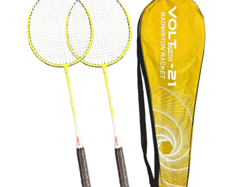 Volt Pro Badminton Racket Set includes 2 lightweight badminton rackets and 2 shuttlecocks, designed for excellent control and power. Featuring durable aluminium frames, full grip handles, and strong nylon strings, this set is suitable for beginners and recreational players. Includes a full cover carry bag for easy storage and transport.