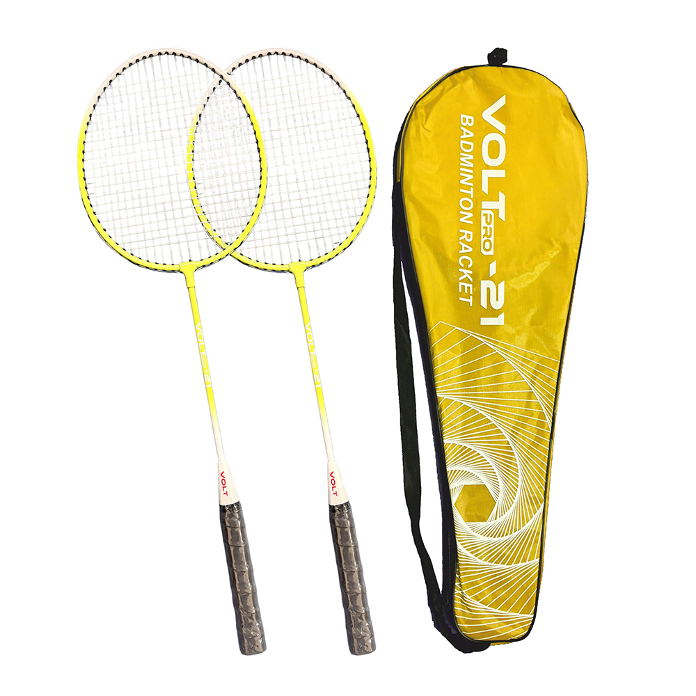 Volt Pro Badminton Racket Set includes 2 lightweight badminton rackets and 2 shuttlecocks, designed for excellent control and power. Featuring durable aluminium frames, full grip handles, and strong nylon strings, this set is suitable for beginners and recreational players. Includes a full cover carry bag for easy storage and transport.