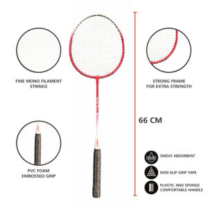 Volt Pro Badminton Racket Set includes 2 lightweight badminton rackets and 2 shuttlecocks, designed for excellent control and power. Featuring durable aluminium frames, full grip handles, and strong nylon strings, this set is suitable for beginners and recreational players. Includes a full cover carry bag for easy storage and transport.