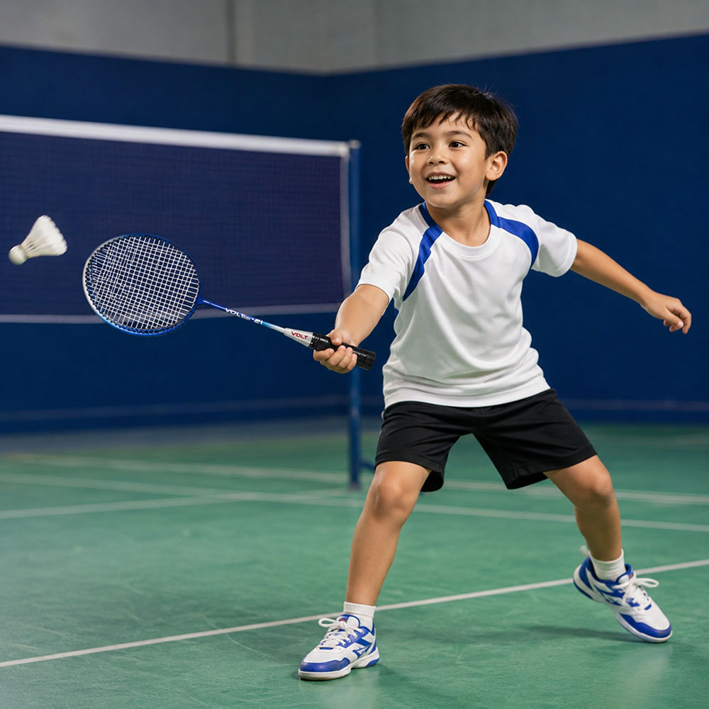 Volt Pro Badminton Racket Set includes 2 lightweight badminton rackets and 2 shuttlecocks, designed for excellent control and power. Featuring durable aluminium frames, full grip handles, and strong nylon strings, this set is suitable for beginners and recreational players. Includes a full cover carry bag for easy storage and transport.