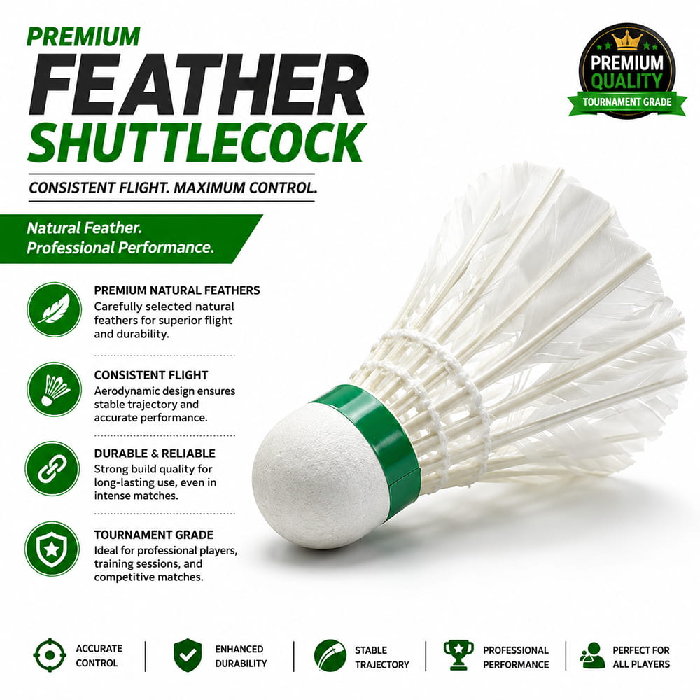 The Volt Pro Classic Medium Quality Feather Shuttlecock Pack of 10 is ideal for regular practice and casual badminton play. It delivers stable flight performance and consistent shuttle speed, making it a dependable choice for everyday court sessions and beginners.