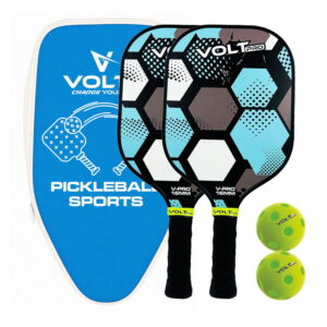 Volt Pro 2 Paddle + 2-Ball Set doubles-ready pickleball set. 16mm PP core, 1 indoor 26-hole & 1 outdoor 40-hole ball. Premium carry bag