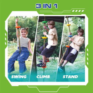 Volt Pro 3 in 1 Climbing Rope Swing Set is a versatile activity play set that allows kids to swing, climb, and balance during indoor and outdoor play. Built with a heavy-duty design supporting up to 100 kg, it helps develop coordination, grip strength, balance, and confidence through active play.