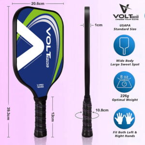 VoltPro Electric Blue Pickleball Paddle — premium carbon fibre gritty spin tech surface for maximum topspin. 16mm polypropylene honeycomb core for power-balance. Anti-slip 4.25-inch ergonomic grip. lightweight. With carry bag. Indoor & outdoor courts. All levels. VoltPro Electric Blue Pickleball Paddle — premium carbon fibre gritty spin tech surface for maximum topspin. 16mm polypropylene honeycomb core for power-balance. Anti-slip 4.25-inch ergonomic grip. lightweight. With carry bag. Indoor & outdoor courts. All levels.