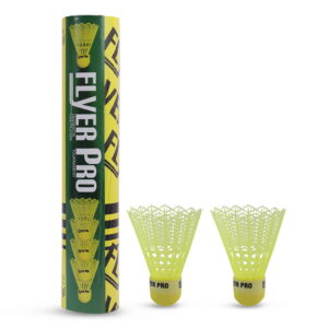 Volt Pro Flyer Pro Plastic Shuttlecock Pack of 10 is designed for badminton practice, training, and recreational play. Featuring a durable plastic skirt and neon cork base, these shuttlecocks provide accurate flight, stable performance, and enhanced visibility during gameplay.