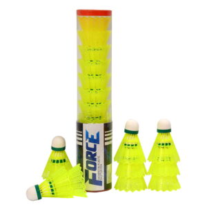 Volt Pro Force Green Plastic Shuttlecock Pack of 10 is designed for badminton practice, training, and recreational play. Featuring a durable plastic skirt with a premium EVA and Neon Cork Base, it delivers balanced flight, reliable control, and long-lasting performance.