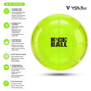 Volt Pro Inflatable Kick Ball Size 5 is made from premium PVC material with a durable bladderless construction for long-lasting performance and shape retention. Featuring a basketball-inspired design, 3D textured grip surface, and high-bounce performance, it is perfect for indoor and outdoor sports, playground games, and recreational activities.