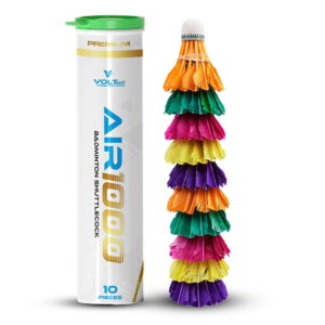 Volt Pro Maxx Coloured Feather Shuttlecock Pack of 10 is made with natural hen feathers for smooth flight, reliable control, and consistent performance. Designed for badminton training, practice sessions, and recreational play, it is suitable for beginners and regular players.
