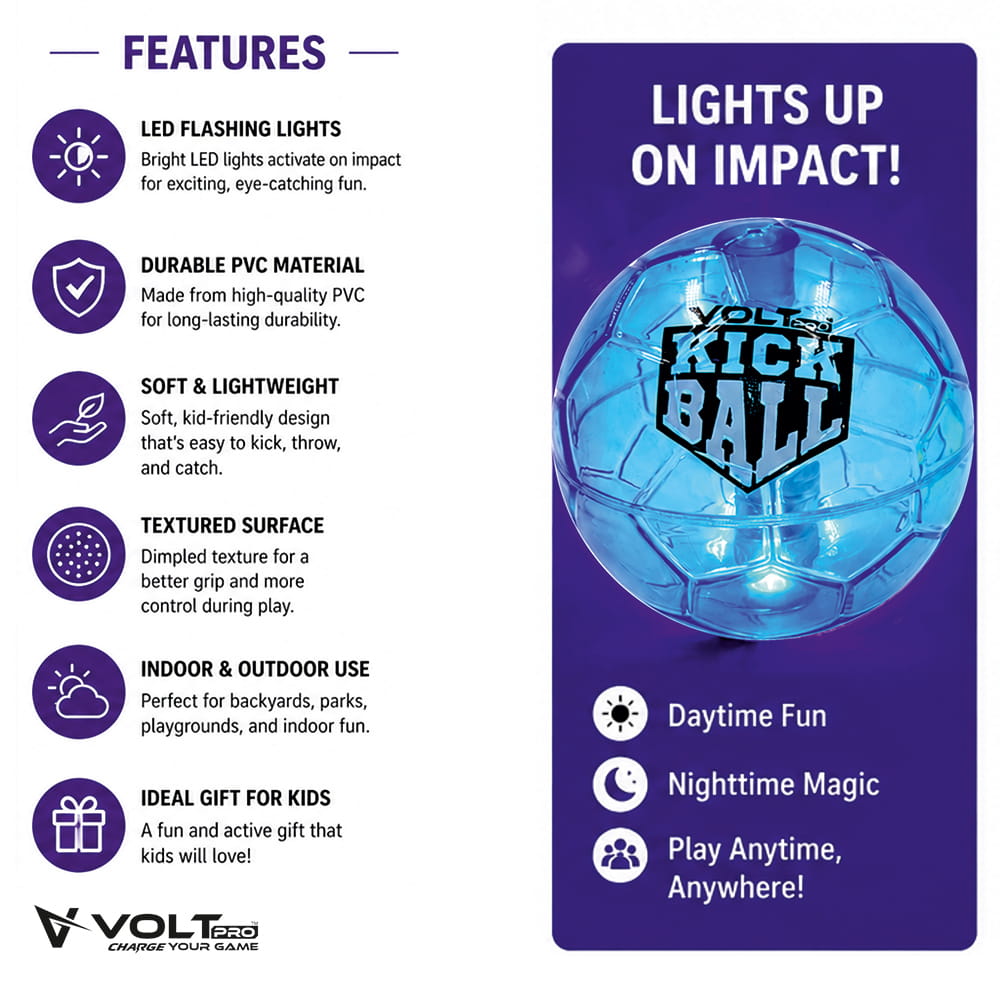 Hello Friends LED Ball 3 Inch Pack of 2 features built-in motion sensor LED lights that flash automatically when bounced or moved. Made from soft, durable material, these high-bounce balls are perfect for indoor and outdoor play, keeping kids active and entertained.