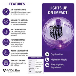 Hello Friends LED Kick Ball 4 Inch Pack of 2 features built-in motion sensor LED lights that flash automatically with every bounce. Made from soft, durable material, these high-bounce balls are perfect for indoor and outdoor play, keeping kids active and entertained.