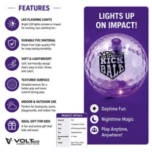 Hello Friends LED Kick Ball 4 Inch Pack of 2 features built-in motion sensor LED lights that flash automatically with every bounce. Made from soft, durable material, these high-bounce balls are perfect for indoor and outdoor play, keeping kids active and entertained. Hello Friends LED Kick Ball 4 Inch Pack of 2 features built-in motion sensor LED lights that flash automatically with every bounce. Made from soft, durable material, these high-bounce balls are perfect for indoor and outdoor play, keeping kids active and entertained.