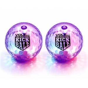 Hello Friends LED Kick Ball 4 Inch Pack of 2 features built-in motion sensor LED lights that flash automatically with every bounce. Made from soft, durable material, these high-bounce balls are perfect for indoor and outdoor play, keeping kids active and entertained.