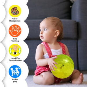 Hello Friends LED Play Ball 6 Inch features a built-in motion sensor that activates bright multicolor LED lights when bounced or moved. Made from durable, lightweight material, this high-bounce ball is perfect for indoor and outdoor play, offering hours of fun for kids. Hello Friends LED Play Ball 6 Inch features a built-in motion sensor that activates bright multicolor LED lights when bounced or moved. Made from durable, lightweight material, this high-bounce ball is perfect for indoor and outdoor play, offering hours of fun for kids.