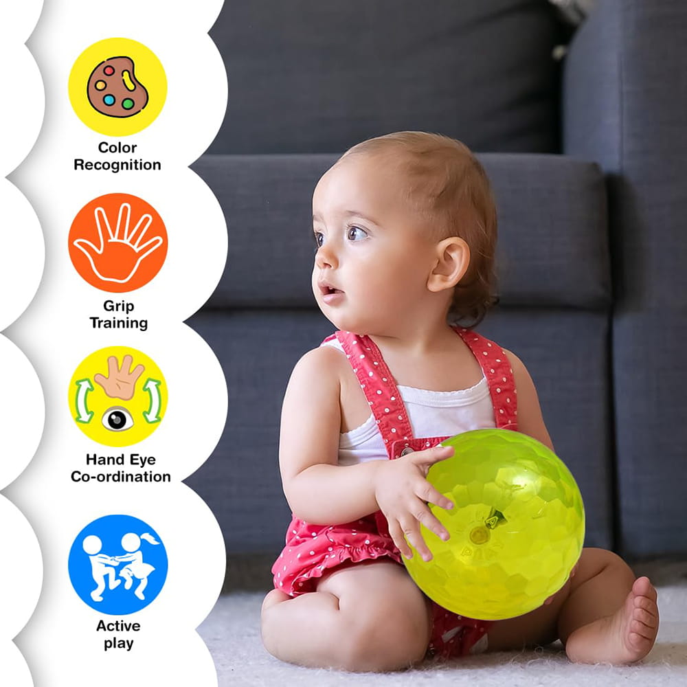 Hello Friends LED Play Ball 6 Inch features a built-in motion sensor that activates bright multicolor LED lights when bounced or moved. Made from durable, lightweight material, this high-bounce ball is perfect for indoor and outdoor play, offering hours of fun for kids. Hello Friends LED Play Ball 6 Inch features a built-in motion sensor that activates bright multicolor LED lights when bounced or moved. Made from durable, lightweight material, this high-bounce ball is perfect for indoor and outdoor play, offering hours of fun for kids.