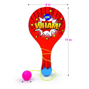 Hello Friends Wooden Paddle Ball Toy is a classic paddle game designed for kids aged 3 years and above. Featuring a durable wooden paddle and an elastic string-attached rubber ball, it helps improve hand-eye coordination while providing hours of indoor and outdoor fun.
