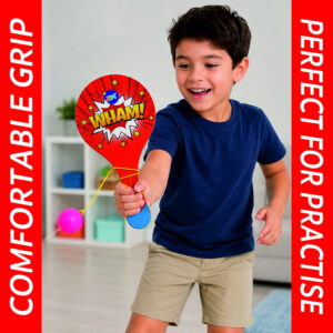 Hello Friends Wooden Paddle Ball Toy is a classic paddle game designed for kids aged 3 years and above. Featuring a durable wooden paddle and an elastic string-attached rubber ball, it helps improve hand-eye coordination while providing hours of indoor and outdoor fun.