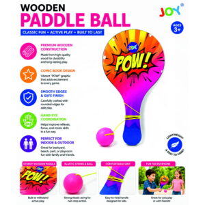 Hello Friends Wooden Paddle Ball Toy is a classic paddle game designed for kids aged 3 years and above. Featuring a durable wooden paddle and an elastic string-attached rubber ball, it helps improve hand-eye coordination while providing hours of indoor and outdoor fun.
